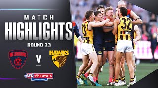 Melbourne v Hawthorn Highlights  Round 23 2023  AFL [upl. by Herby]