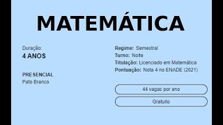 LICENCIATURA EM MATEMÁTICA  UTFPR [upl. by Aurie959]