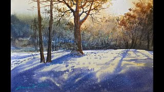 Watercolor painting tutorial  Snowy Scene [upl. by Stilla873]