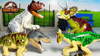 Hybrid LEGO Dinosaurs Zoo Jurassic World TRex Carnotaurus Velociraptor Ankylosaurus Gallimimus [upl. by Uzzial]