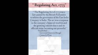 “ Regulating Act 1773 ”  Political Science  History  Unlimited Vidya shorts [upl. by Kleinstein]