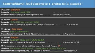 Comet Missions Reading Answer I Location I Explanation I IELTS Academic Volume 1 [upl. by Nodlehs]