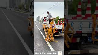 Hard Working Day 143 Road Maintenance Safety Cone Retractor [upl. by Neetsirk]