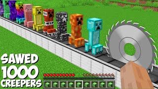 You can SAWED ALL CREEPERS in Minecraft  SUPER TRAP FOR 1000 CREEPERS [upl. by Enaelem]