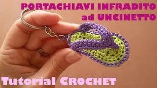 Tutorial portachiavi infradito ad uncinetto sub English and Espanol [upl. by Anohs]