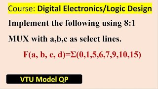 Implement the following using 81 MUX with abc as select lines FabcdΣ0156791015 [upl. by Ynnos914]