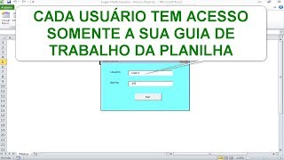 Formulário Login MULTI USUÁRIOS Excel VBA  Acesso Restrito a Planilha Login [upl. by Vihs]