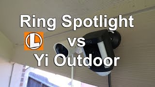 Ring Spotlight vs Yi Outdoor Camera  Comparison of Features Settings Motion Detection Footage [upl. by Esaertal786]