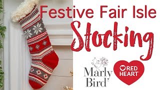 How to Knit Festive Fair Isle Stocking [upl. by Nerrol]