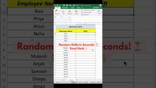 Assign Random Shifts in Excel ⚡  Quick Employee Scheduling Hack excel excelhacks [upl. by Dnomad]