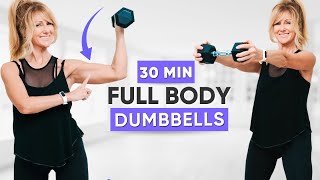 30 Min FULL BODY DUMBBELL WORKOUT To Burn Fat  Best Dumbbell Exercises for Ages 50 [upl. by Anidem]