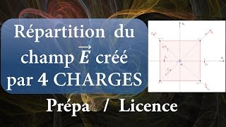 Topographie du champ électrostatique créé par 4 charges ponctuelles ●○○○○ Prépa  Licence [upl. by Enatan623]