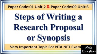 Lecture89 Steps of Writing a good synopsis or research proposal  How to write a synopsis [upl. by Tifanie]