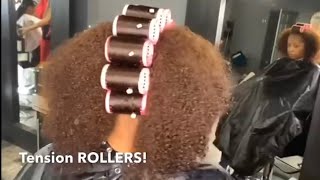 THICK AND NATURAL HAIR ROLLER SET AND COLOR TRANSFORMATION [upl. by Ahseek]