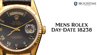 Mens Rolex 18K Gold DayDate President Watch Black Roman Dial 18238 [upl. by Aihppa]