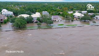 Watch Drone video shows flooding in Mandeville after Hurricane Francine [upl. by Mcclees]