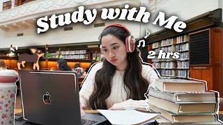 2 HOUR Study with Me at a beautiful library 🎧📔  Pomodoro with Break  Lofi  Background Noise [upl. by Lah935]