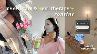 MY SELF CARE ROUTINE girl therapy hacks hair amp skincare everything shower pilates amp journaling [upl. by Merline]