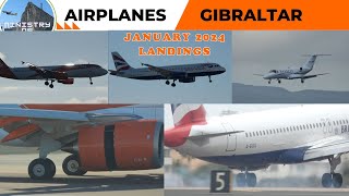 Compilation Landings Gibraltar International Airport January 2024 [upl. by Acisej]