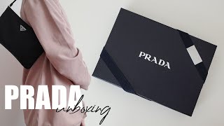 Prada Unboxing  ReNylon Pouch With Strap  What Fits  Modshot [upl. by Rraval1]