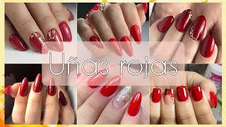 Uñas ROJAS NAVIDAD 💅💥 DISEÑOS UÑAS ROJAS BRILLANTES diciembre [upl. by Arytas]