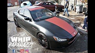 Maserati Ghibli Wrapped Satin Black with Extras on 22quot Lexani Wraiths Done By Wrap Starz of Memphis [upl. by Kinzer]