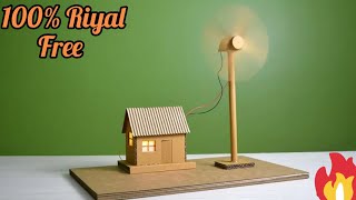 how to make working model of a wind turbine from cardboard School project video viralvideo diy [upl. by Zile]