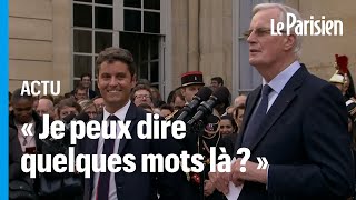 Passation de pouvoirs à Matignon  Michel Barnier lance un petit tacle à Gabriel Attal [upl. by Ecnarretal96]