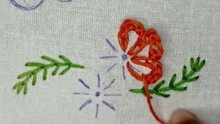 Hand Embroidery Simple Stitch Flower Design  Floral Design for Beginners SunEmbroidery [upl. by Burl]