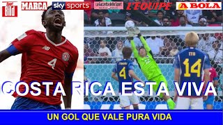 COSTA RICA ESTA VIVA ASI REACCIONA PRENSA EUROPEA A VICTORIA DE COSTA RICA vs JAPON QATAR 2022 [upl. by Ardnaid]