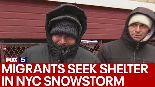 Migrants desperately seek shelter in NYC snowstorm [upl. by Naras629]