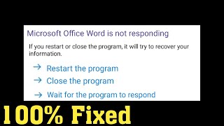 How To Fix Microsoft Office Word Is Not Responding Starting Or Opening On Windows 10 [upl. by Danette90]