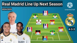 Real Madrid Potential Line Up Next Season  With Endrick amp Mbappe Under Ancelotti [upl. by Nnaeiram]