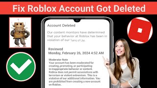 Updated How To Get Your Deleted Roblox Account Back 2024 [upl. by Juditha]