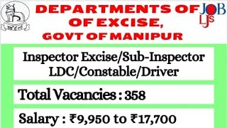 Job Dept of ExciseGovt of Manipur 2024 For 10th12th Graduate Manipur News [upl. by Duffie475]