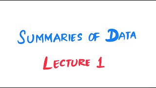 Summaries of Data  Lecture 1  Fundamentals of Biostatistics StudyAtHome [upl. by Varney]