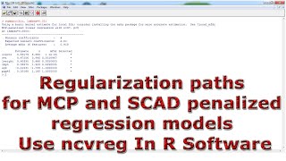 Regularization paths for MCP and SCAD penalized regression models Use ncvreg With In R Software [upl. by Leitman]