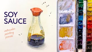 Painting Soy Sauce Bottle With Watercolor  Speedpaint and tips [upl. by Arretahs677]