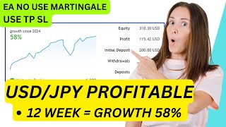 Expert Advisor NO USE MARTINGALE USDJPY 12 WEEK PROFIT 58  PART 1 [upl. by Illyes]