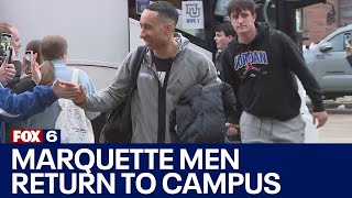 The Marquette mens basketball team returns to campus after reaching Sweet 16  FOX6 News Milwaukee [upl. by Maxi384]