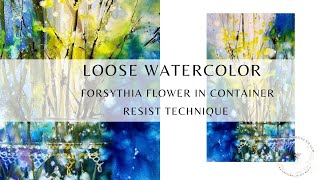 Loose intuitive watercolor with ink  along with a unique resist technique [upl. by Nellda281]