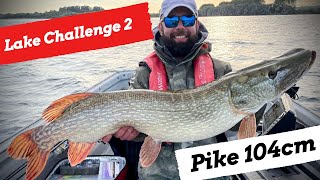 Lake Challenge 2  Part 3 Pike 104cm and pike fishing at Rutland UK  VLOG 99 [upl. by Ynatirb121]