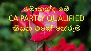 මොකක්ද මේ Partly Qualified කියන එකේ තේරුම [upl. by Lavery]