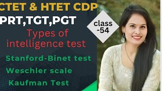 StanfordBinet test Weschler scale  Kaufman Test  cdp for CTET HTET REET DSSSB by Pramila Yadav [upl. by Guillemette]