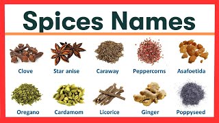 Spices name In English With Picturesspices benefits spices Namespices with plantsspices spelling [upl. by Oratnek]