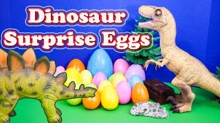 Assistant Opens Dinosaur Surprise Eggs with Lots of Fun Toys [upl. by Eednas823]