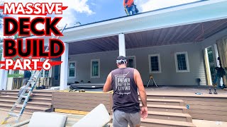 Building A MASSIVE Deck Part 6  Folding Deck Boards And PVC Trim [upl. by Swiercz]