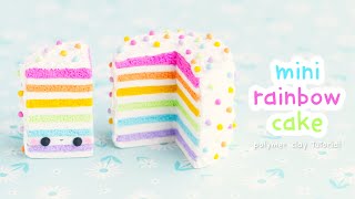 Mini Rainbow Cake  Polymer Clay Tutorial [upl. by Dynah]