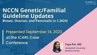 NCCN GeneticFamilial Guideline Updates Breast Ovarian Pancreatic V12024 [upl. by Grodin]