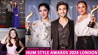 Hum Awards 2024 Winners List with Ahad Raza Mir Yumna Zaidi Hania Aamir Atif Aslam Mahira Khan [upl. by Heidy]